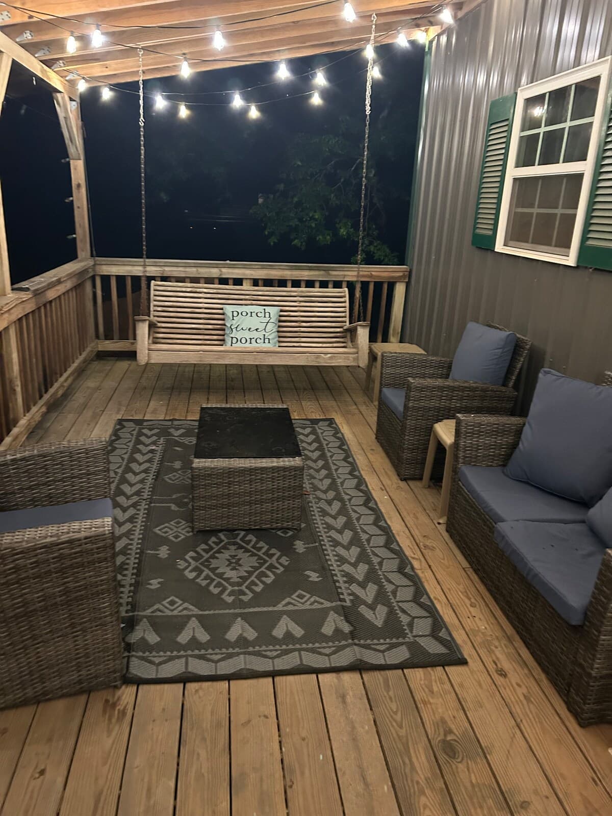 Outdoor seating and deck space at Dorinda Sue's Getaway